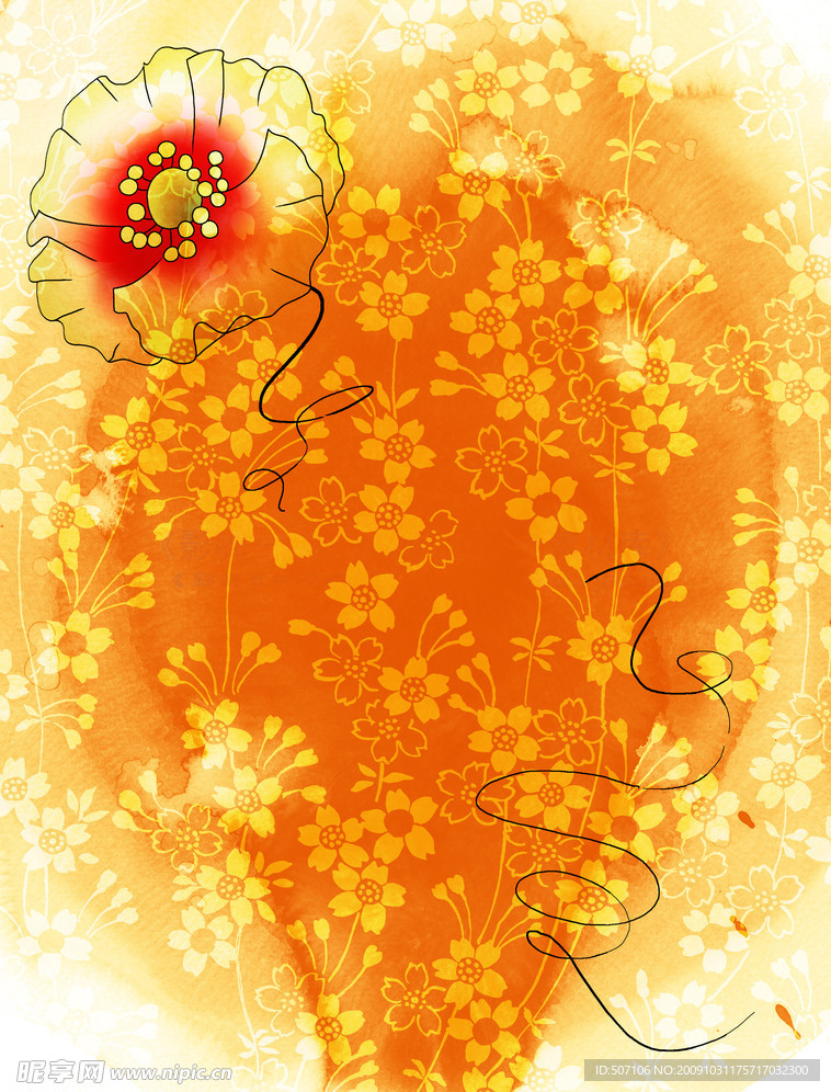 水彩花朵