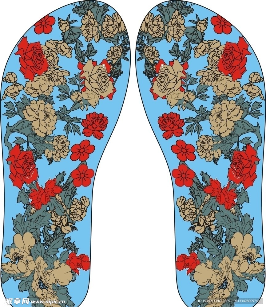 花 拖鞋
