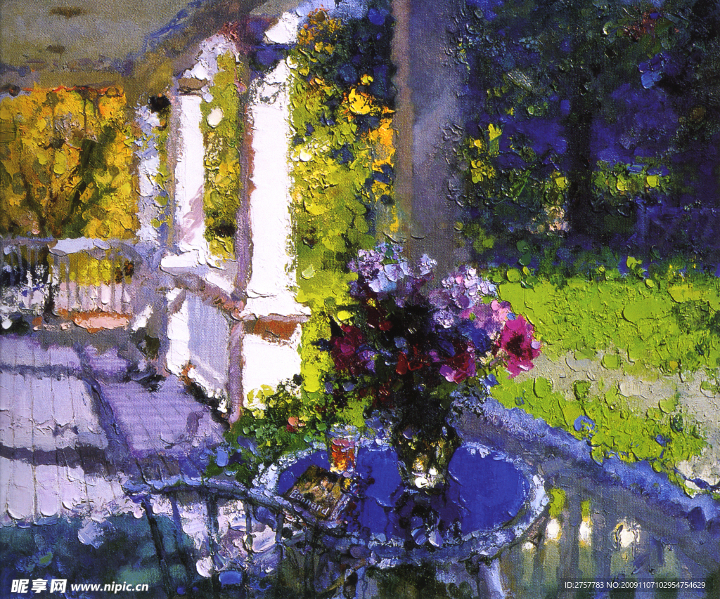 花园景象油画