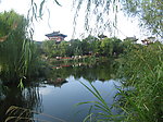 风景图 湖水 杨柳 亭子