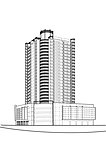 广场建筑线描