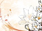 水墨风格花卉边纹 橘色