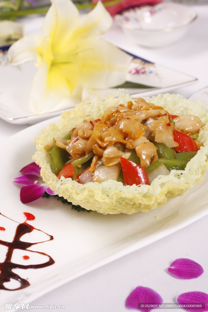 精美菜品 百花长寿海螺片
