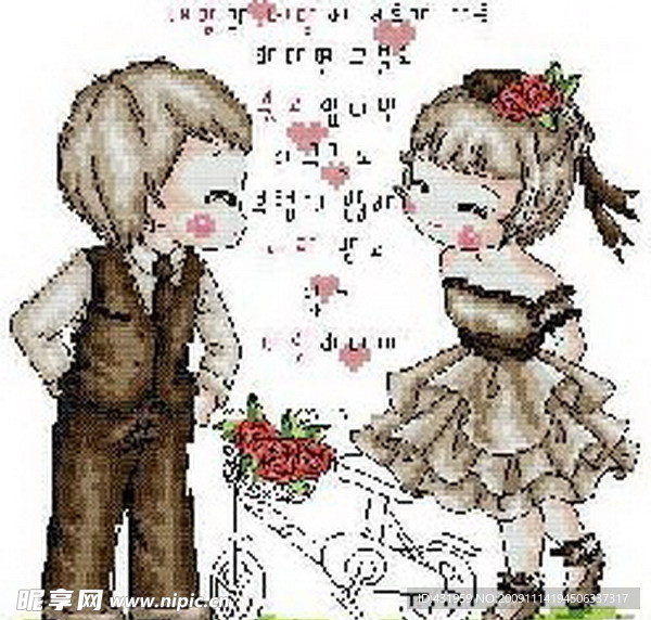 十字绣重绘图纸婚礼情缘篇