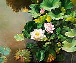 油画荷花