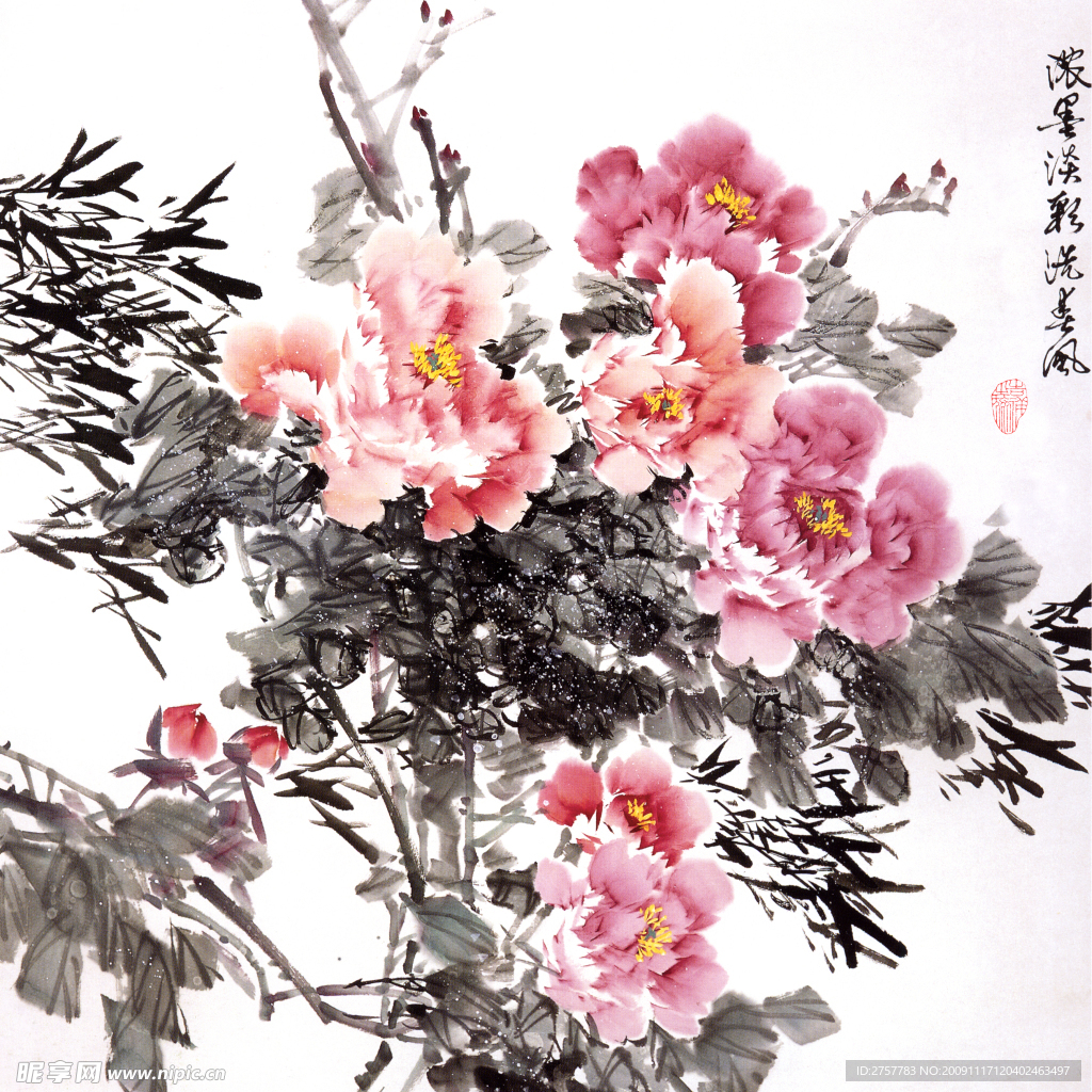 浓墨淡彩洗春风图