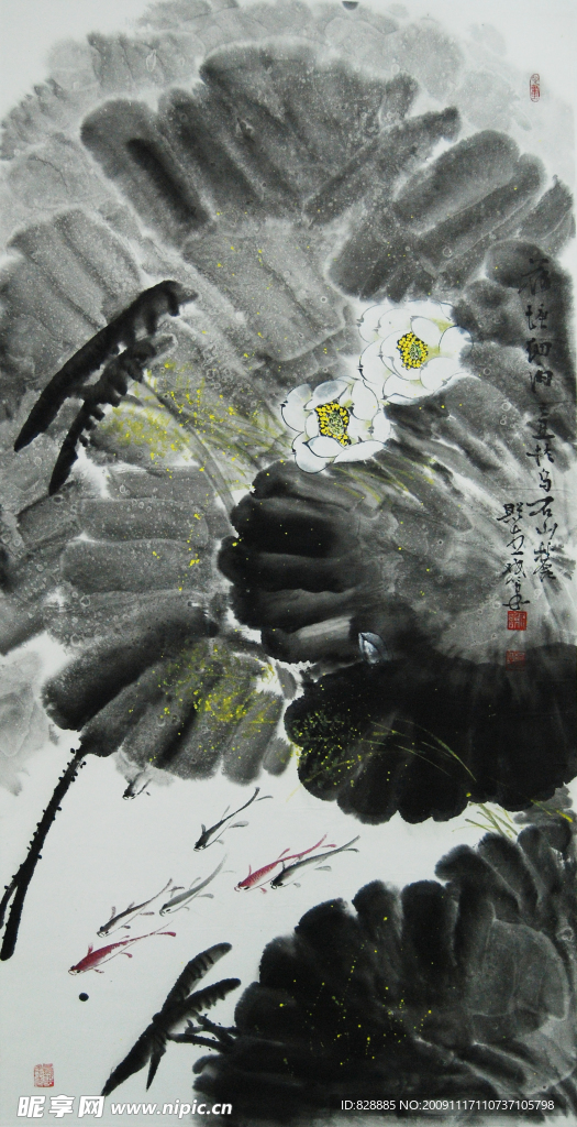 国画墨荷