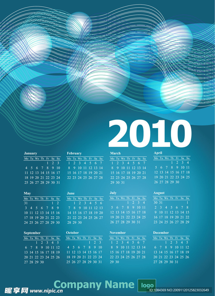 2010日历挂历矢量素材