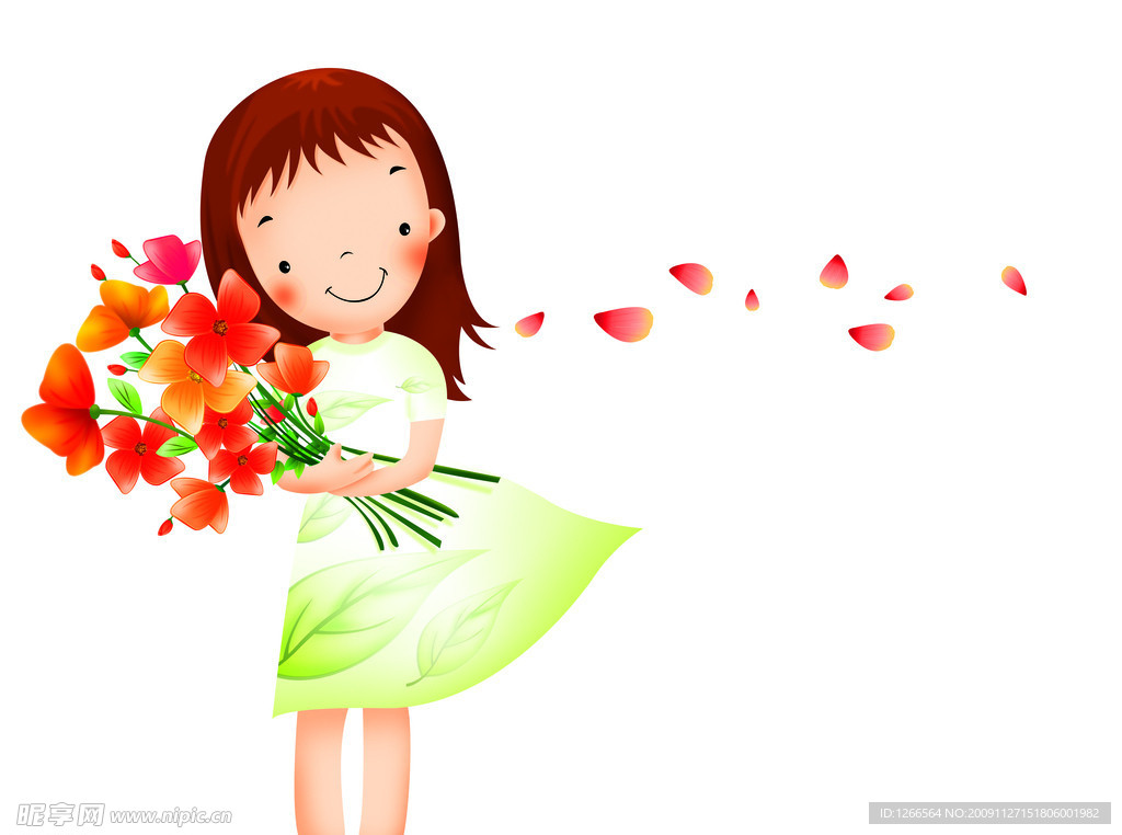 女孩散花