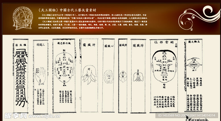 《天工开物》中国古代工艺矢量素材