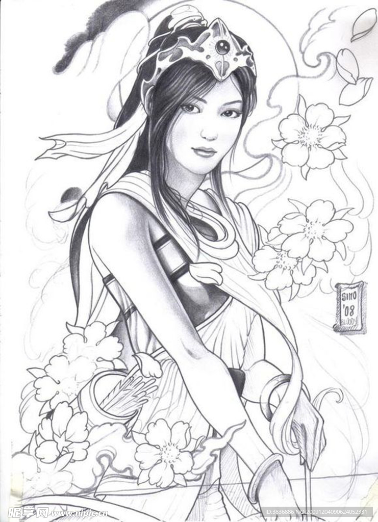 素描美女