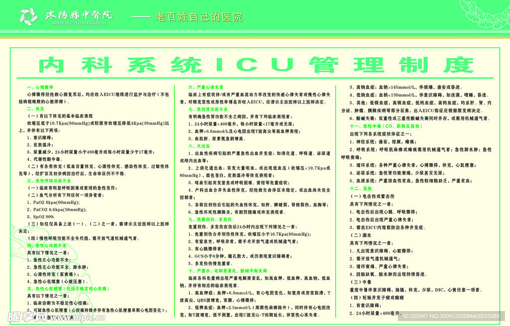 内科系统ICU管理制度