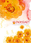 Flower Art水彩花纹背景PSD分层