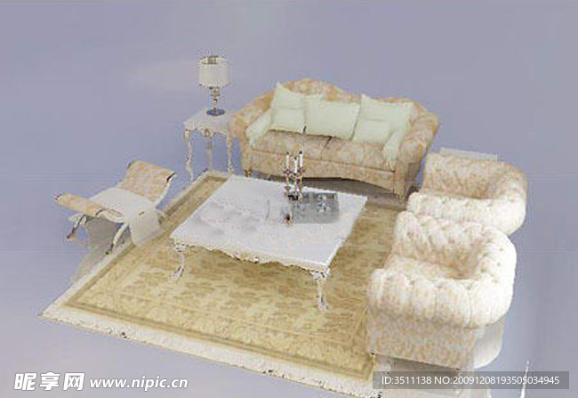 最新精品欧式沙发茶几组合3D模型