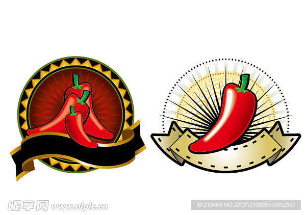 2款红辣椒主题装饰图案矢量素材