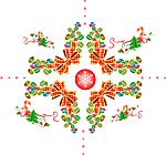 蝴蝶结 圣诞花 雪花 花 树 圣诞树 叶子 绿叶 飘带 铃铛