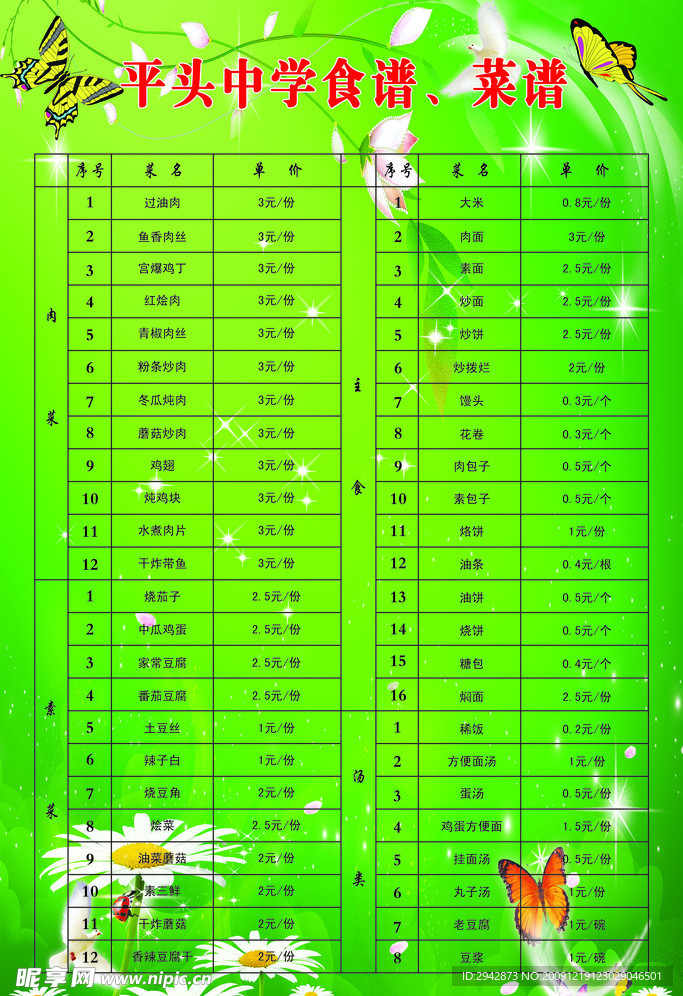 菜谱 食谱版面