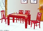 红色餐桌椅
