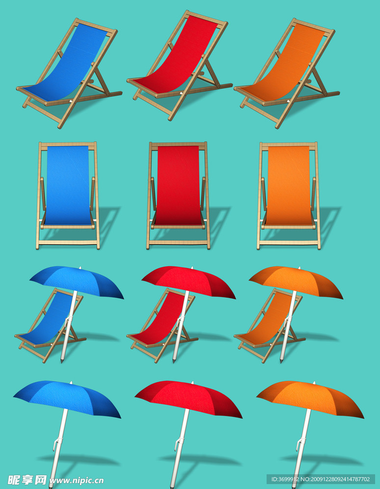 太阳伞和沙滩椅高精图标