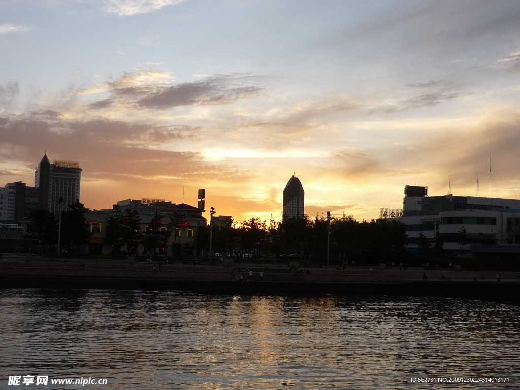 大海 海边 蓝天 白帆 风景 夕阳