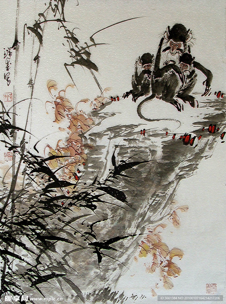 壁画猴子