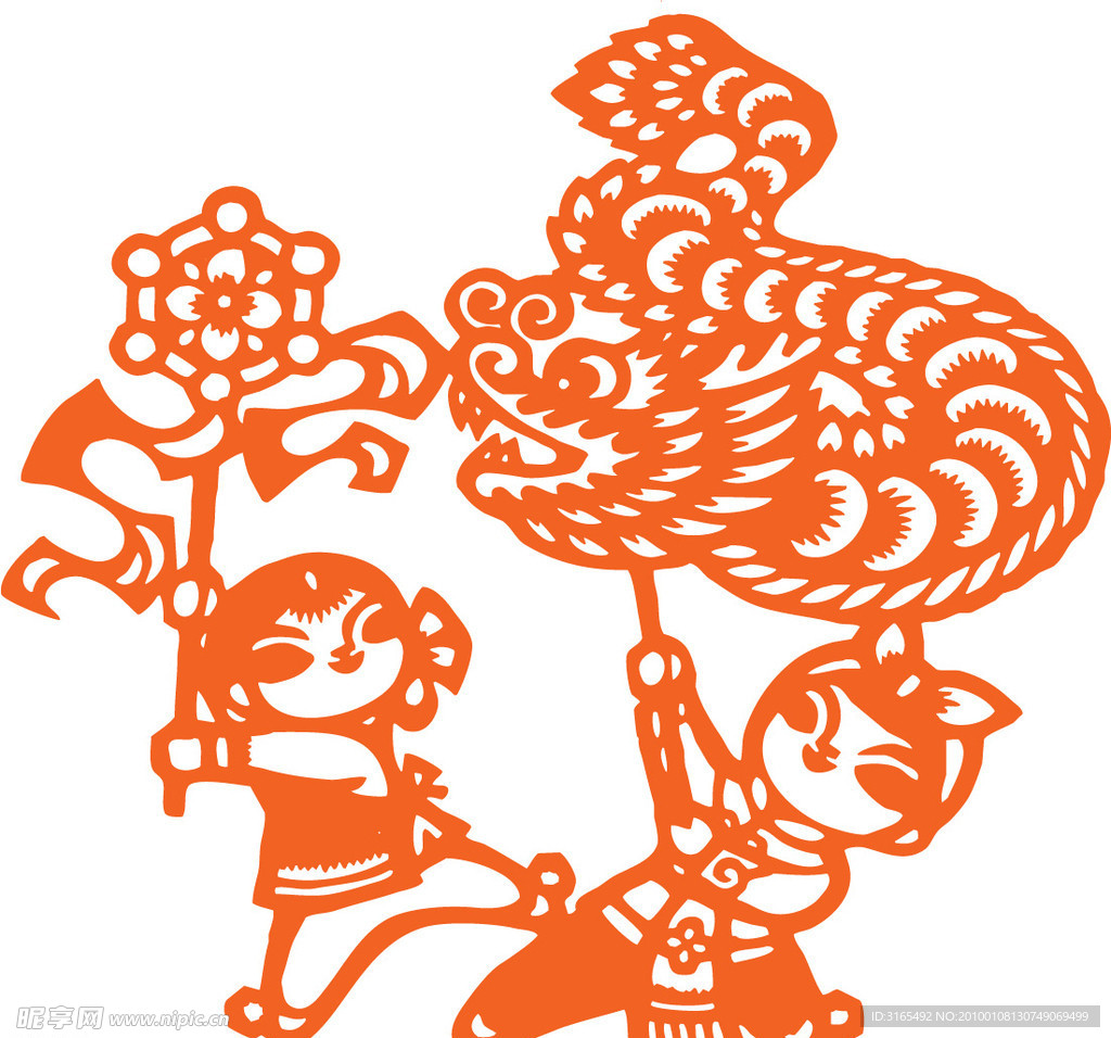 剪纸舞龙