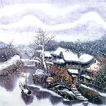 渔港雪景
