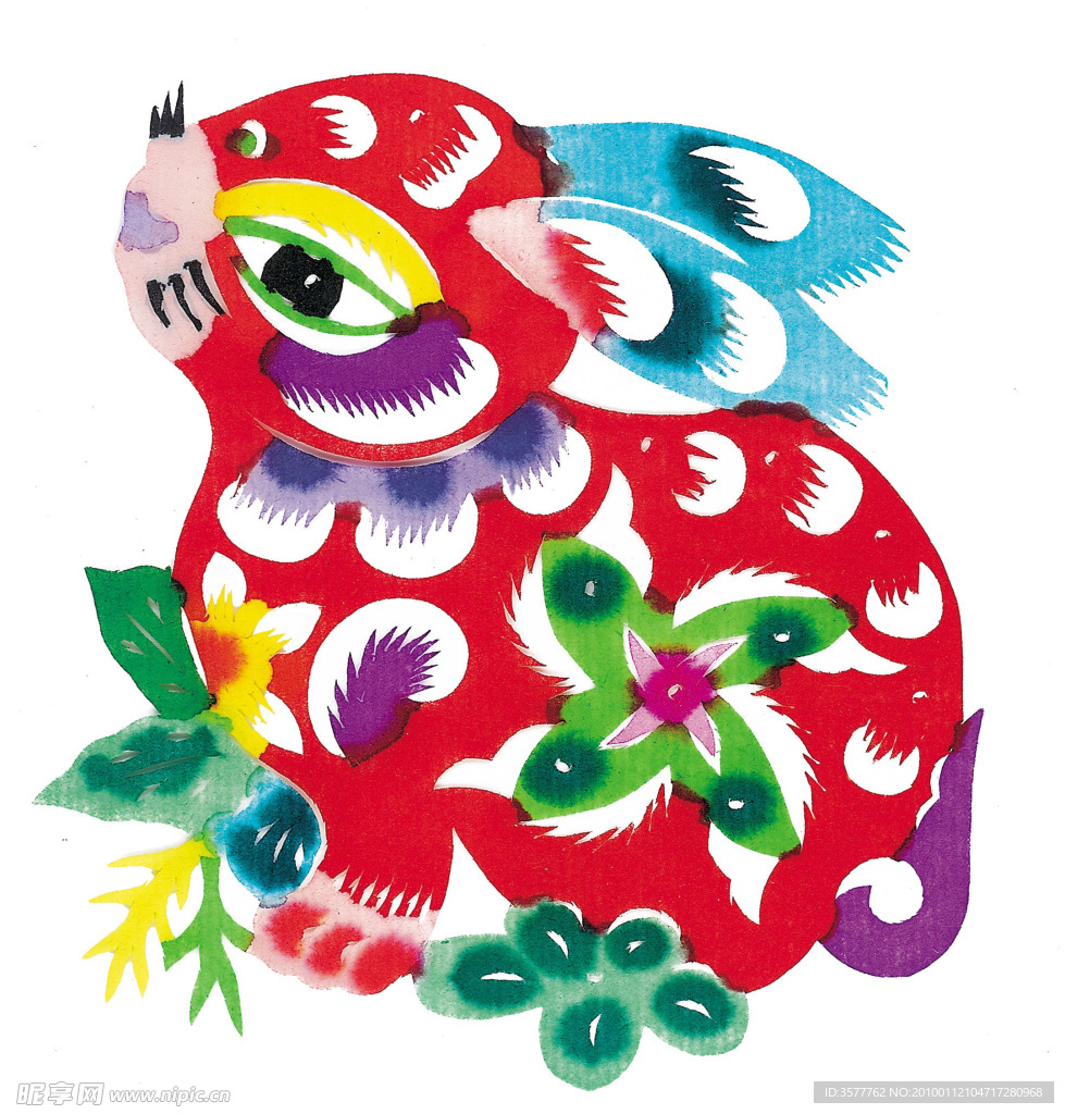十二生肖剪纸 兔子