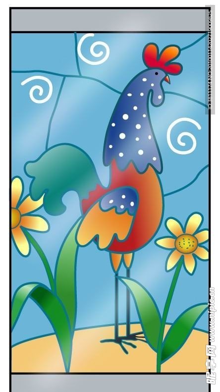 漆画公鸡