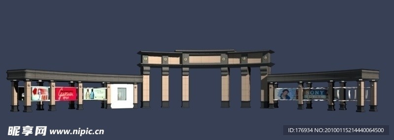 模型 建筑 MAX 入口大门