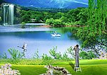 天鹅湖实景山水风景素材