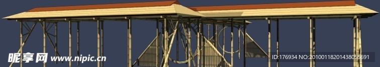 廊架 MAX 建筑 模型