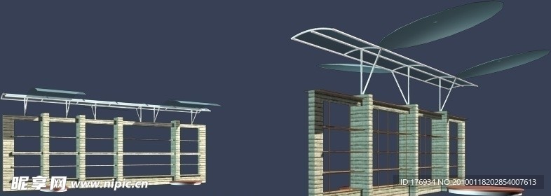 廊架 MAX 建筑 模型