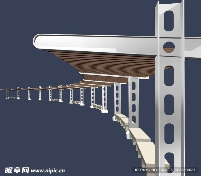 廊架 MAX 建筑 模型