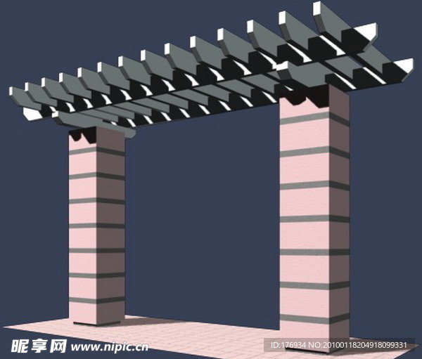 花架 MAX 建筑 模型