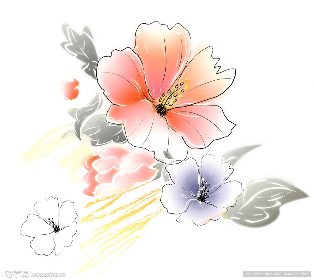 水彩花