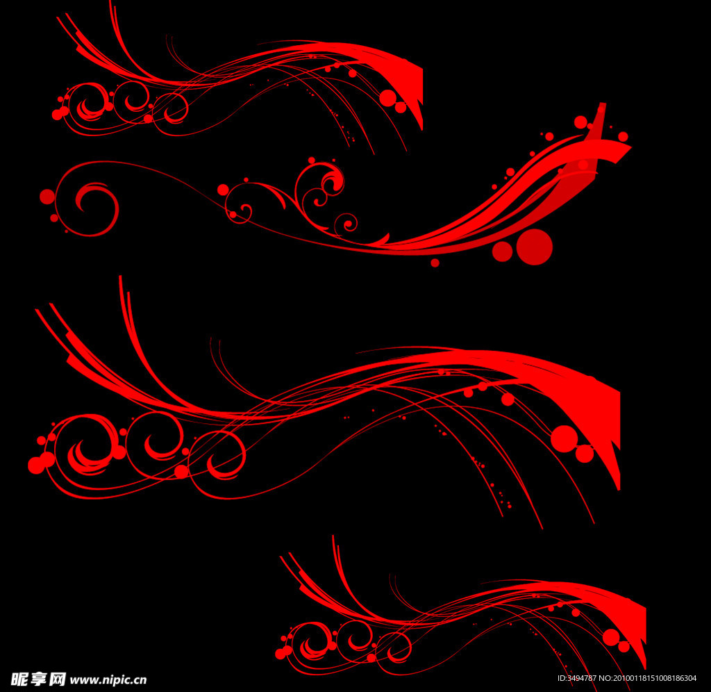 黑色背景 红色花纹 花纹源文件 潮流花纹