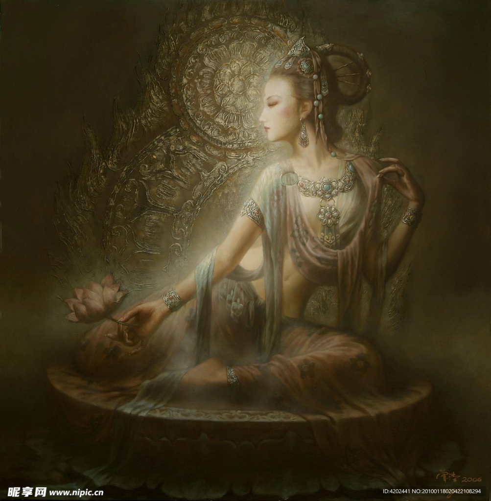 敦煌油画《莲花女》