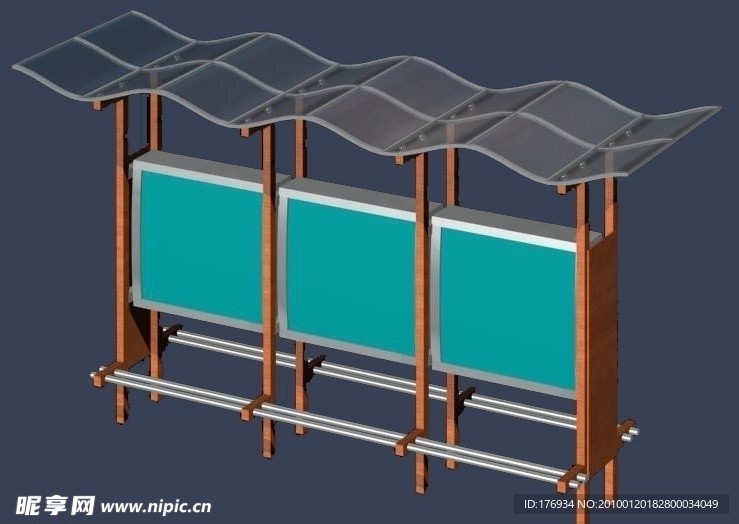 3D MAX 模型 候车广告