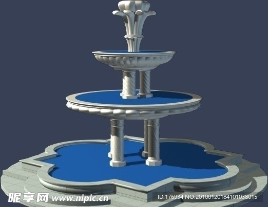 3D MAX 模型 水池喷泉