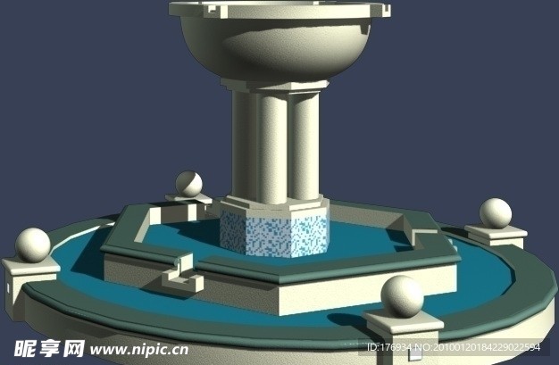3D MAX 模型 水池喷泉