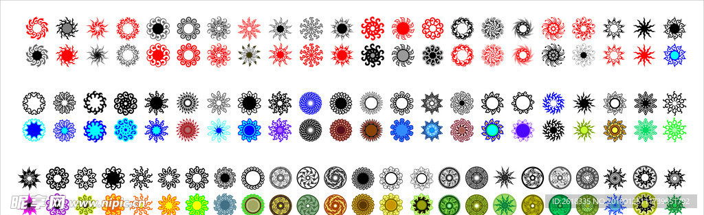 经典多款花纹花型矢量材