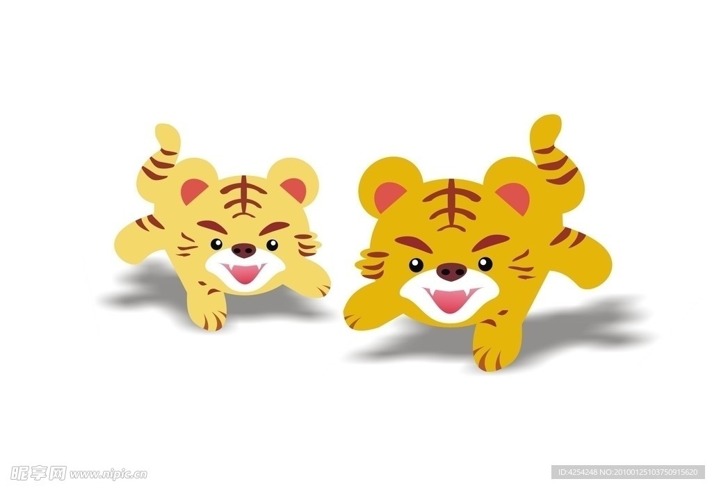 两只老虎 动物卡通