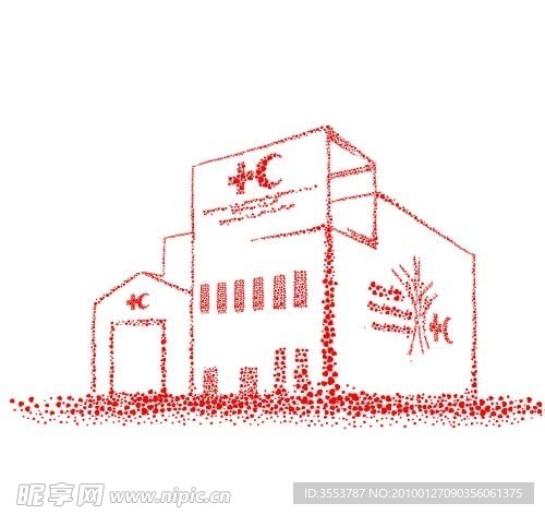 心形组成的红十字会馆