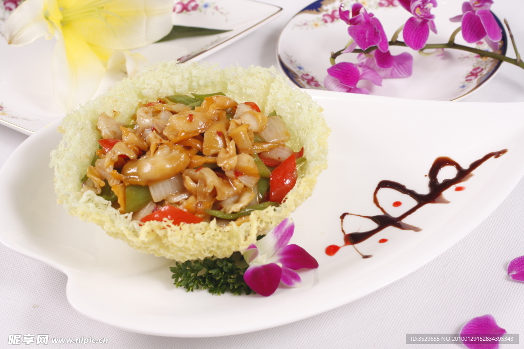 精美菜品 百花长寿海螺片