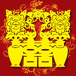 婚庆 喜字 红双喜 带精美底纹的双喜