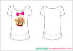 t shirt T恤 印花 可爱 服装 卡通 漫画 女 孩 蝴蝶结 图片