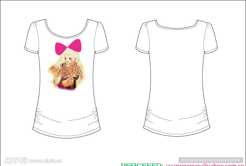 t shirt T恤 印花 可爱 服装 卡通 漫画 女 孩 蝴蝶结 图片