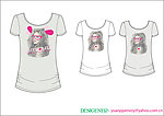 t shirt T恤 印花 可爱 服装 卡通 漫画 女 孩 蝴蝶结 眼镜 图片