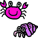AI卡通动物集锦 失量 生物世界 海洋生物 螃蟹 卡通 海螺